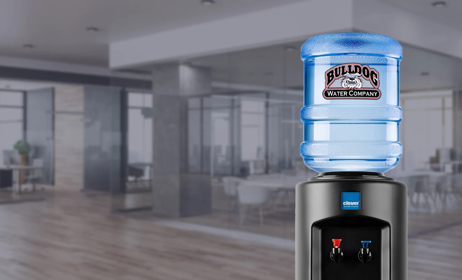 Bulldog spring water cooler in an office